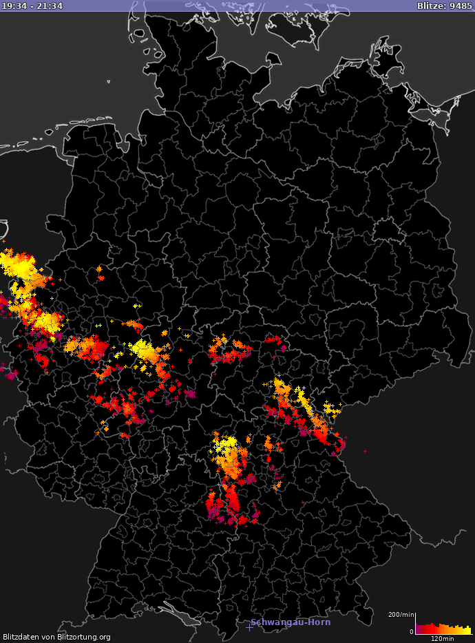 Lightning map Germany 2022.05.23 13:45:09